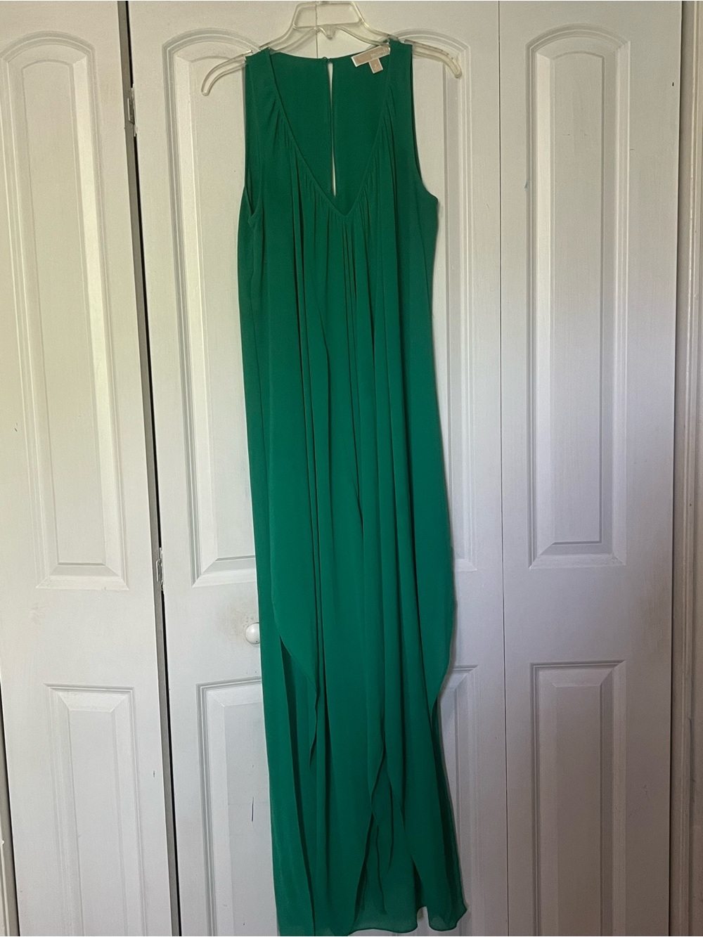 Michael Kors Kelly green chiffon maxi dress